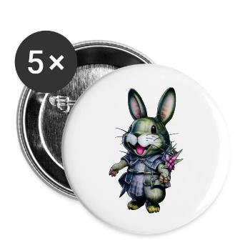 Kawaii Häschen - Buttons klein 25 mm (5er Pack) - Weiß - Vorne