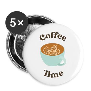 L’heure du café - Lot de 5 petits badges (25 mm) - blanc - Devant
