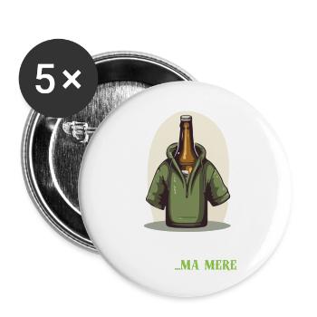 Das Bier... Meine Mutter - Buttons klein 25 mm (5er Pack) - Weiß - Vorne
