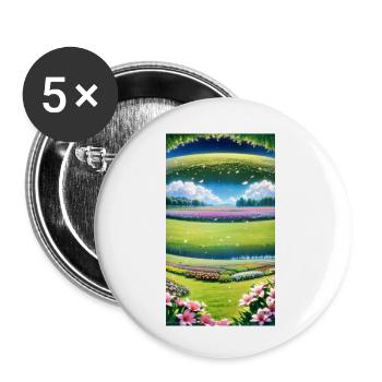 Landschaft mit 4 Bereichen, Generative KI - Buttons klein 25 mm (5er Pack) - Weiß - Vorne