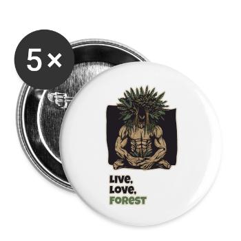 Peuples de la forêt. Vivre, Aimer, Forêt - Lot de 5 petits badges (25 mm) - blanc - Devant
