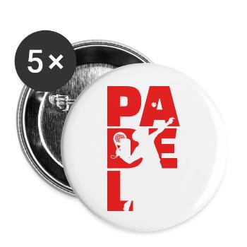 Padel Spieler Spruch Schläger Tennis Training Ball - Buttons klein 25 mm (5er Pack) - Weiß - Vorne