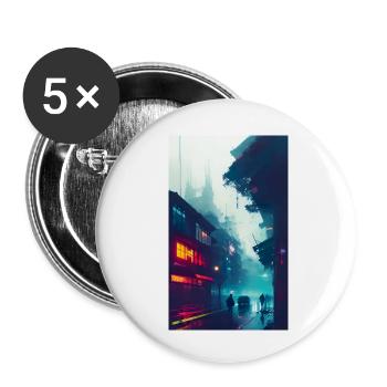 Asian city in the rain - Buttons small 1''/25 mm (5-pack) - white - Front