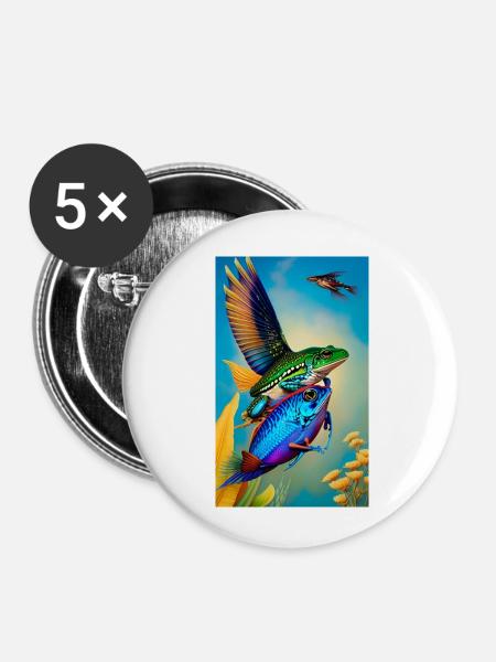 Flying Fish - Buttons klein 25 mm (5er Pack) - Weiß