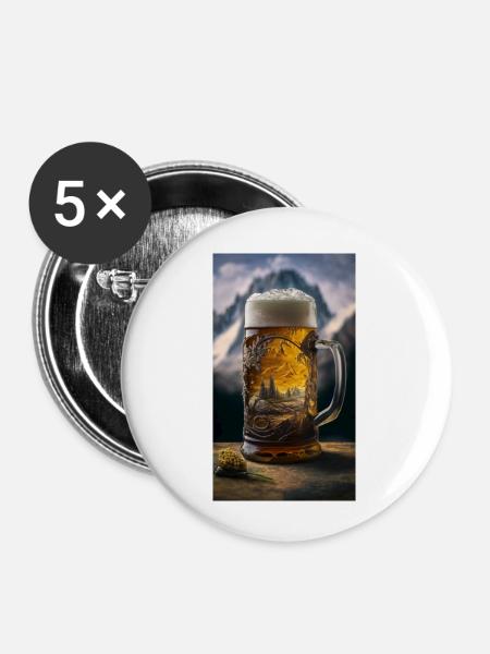 Mass Bier - Buttons klein 25 mm (5er Pack) - Weiß