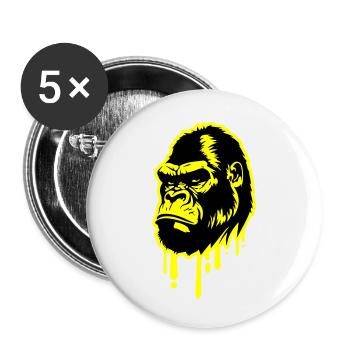 Gorilla Symbol Kopf - Buttons klein 25 mm (5er Pack) - Weiß - Vorne