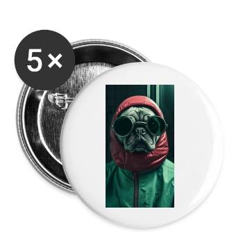 Pug Mops – Cool & Confident - Buttons small 1''/25 mm (5-pack) - white - Front