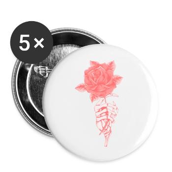 Rose squelette - Lot de 5 petits badges (25 mm) - blanc - Devant