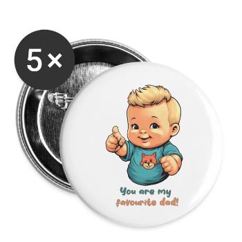 Tu es mon père préféré! - Lot de 5 petits badges (25 mm) - blanc - Devant
