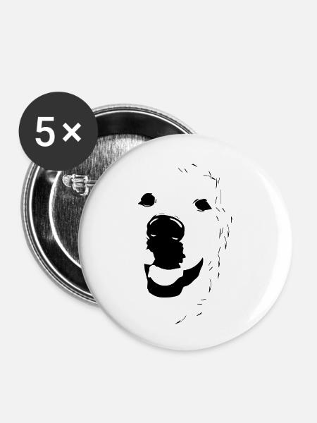 Hund Dog - Buttons klein 25 mm (5er Pack) - Weiß
