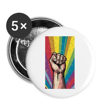 Poing - Lot de 5 petits badges (25 mm) - blanc - Devant