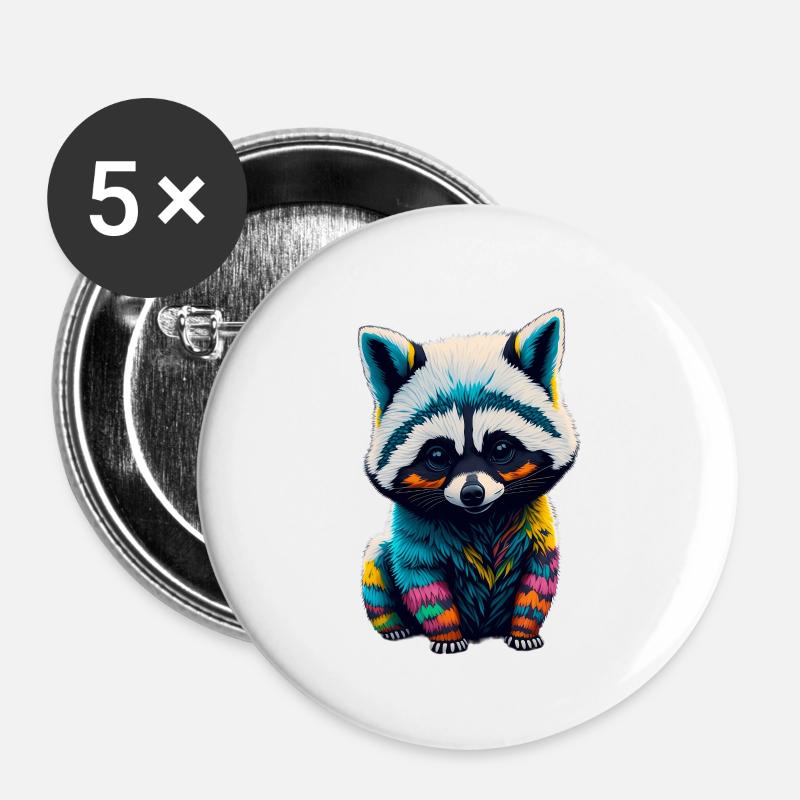 Racoon 4 - Buttons small 1''/25 mm (5-pack) - white