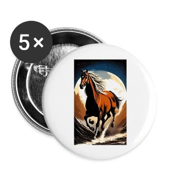 Cheval | Équitation | Animal | Monture | Coloré - Lot de 5 petits badges (25 mm) - blanc - Devant