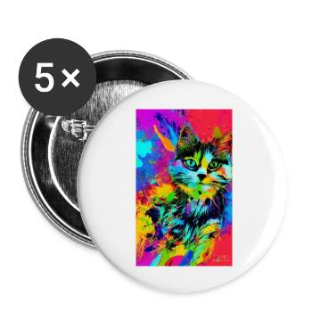 Katze | Haustier | Katzenfan | niedlich | Kätzchen - Buttons klein 25 mm (5er Pack) - Weiß - Vorne