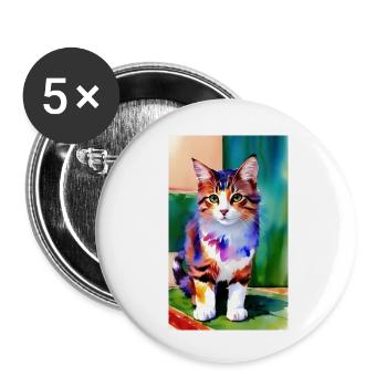 Katze | Haustier | Katzenfan | niedlich | Kätzchen - Buttons klein 25 mm (5er Pack) - Weiß - Vorne