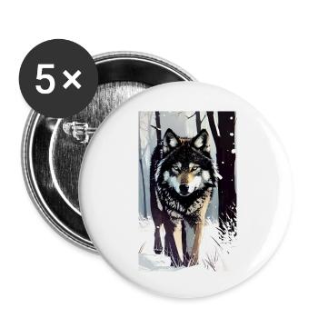 Wolf | Predator | Dog | Mystical - Buttons small 1''/25 mm (5-pack) - white - Front
