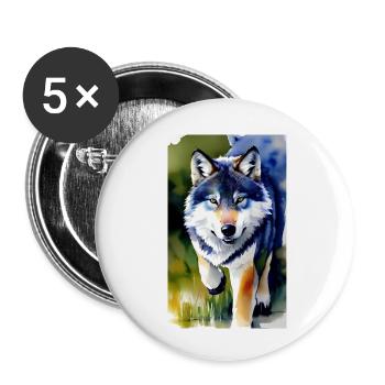 Wolf | Predator | Dog | Mystical - Buttons small 1''/25 mm (5-pack) - white - Front