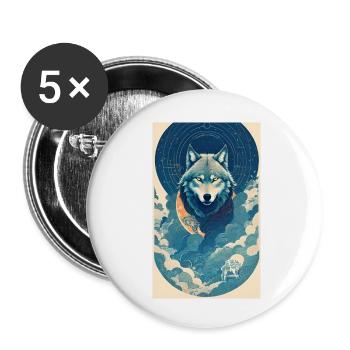 Wolf | Predator | Dog | Mystical - Buttons small 1''/25 mm (5-pack) - white - Front