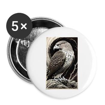 Aigle | Oiseaux | Liberté | Animaux - Lot de 5 petits badges (25 mm) - blanc - Devant