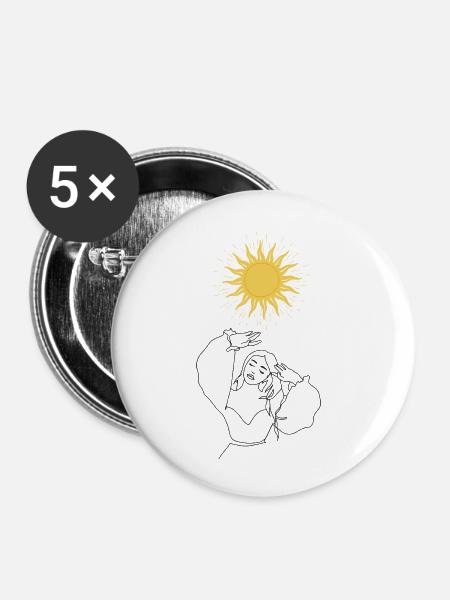 Schöne Sonne - Buttons klein 25 mm (5er Pack) - Weiß