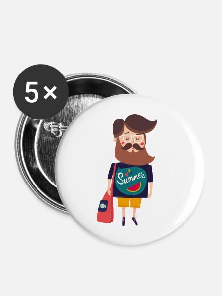 Sommer - Buttons klein 25 mm (5er Pack) - Weiß
