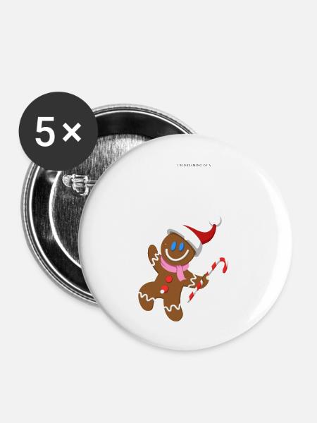 Lebkuchen - Buttons klein 25 mm (5er Pack) - Weiß