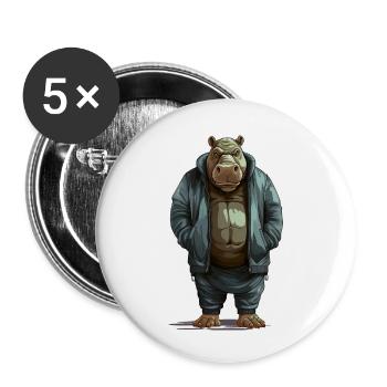 Street style hippopotamus | Hippo lovers - Buttons small 1''/25 mm (5-pack) - white - Front