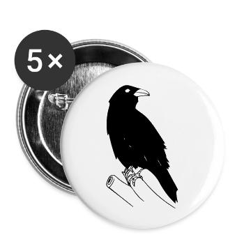 Krähe - Buttons klein 25 mm (5er Pack) - Weiß - Vorne