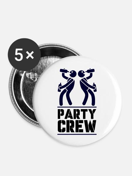 party crew - Buttons klein 25 mm (5er Pack) - Weiß
