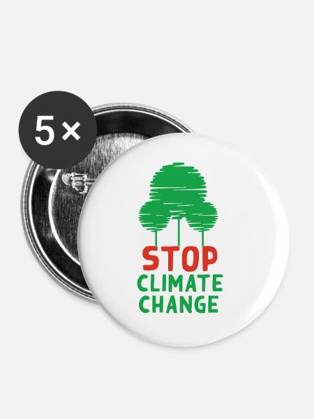 Stop Climate Change - Buttons klein 25 mm (5er Pack) - Weiß