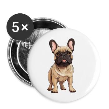 English/French Bulldog Illustration - Buttons small 1''/25 mm (5-pack) - white - Front