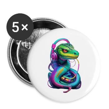snake graffiti music - Lot de 5 petits badges (25 mm) - blanc - Devant