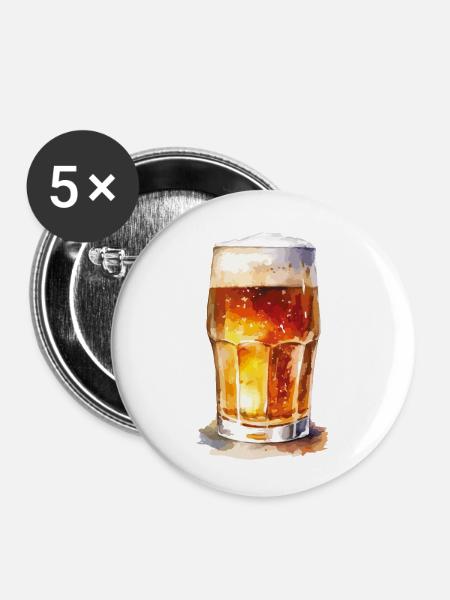 bier - Buttons klein 25 mm (5er Pack) - Weiß