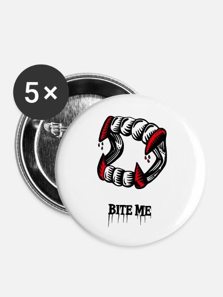 Beiß mich - Buttons klein 25 mm (5er Pack) - Weiß