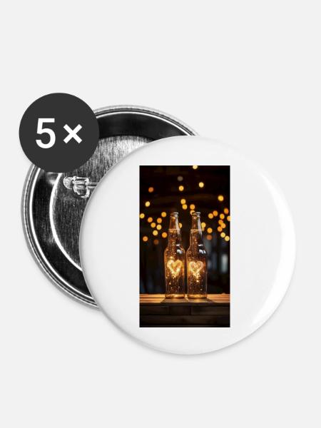 Bierliebe - Buttons klein 25 mm (5er Pack) - Weiß