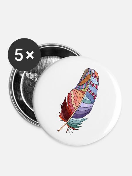 Feder - Buttons klein 25 mm (5er Pack) - Weiß