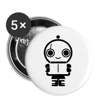 Kleiner Roboter - Buttons klein 25 mm (5er Pack) - Weiß - Vorne