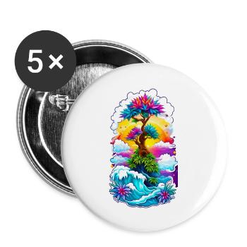 High waves 03 - Buttons small 1''/25 mm (5-pack) - white - Front
