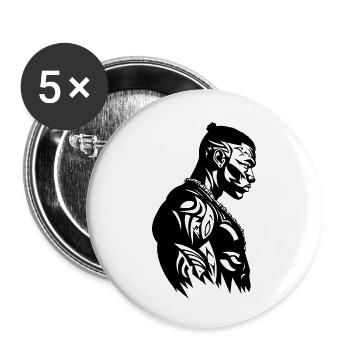 Tribal Boxer / Fighter Logo Tattoo Design - Buttons klein 25 mm (5er Pack) - Weiß - Vorne