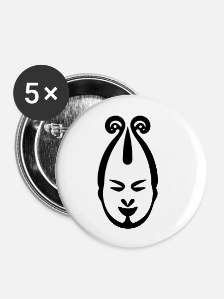 Clown - Buttons klein 25 mm (5er Pack) - Weiß