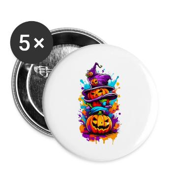Halloween Pumpkin Head 02 - Buttons small 1''/25 mm (5-pack) - white - Front