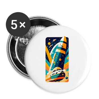 Navette spatiale - Lot de 5 petits badges (25 mm) - blanc - Devant