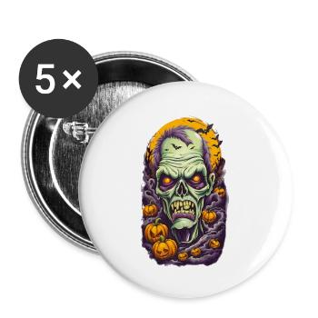 Halloween Zombie - Buttons klein 25 mm (5er Pack) - Weiß - Vorne