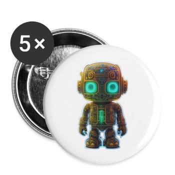 Petit robot - Lot de 5 petits badges (25 mm) - blanc - Devant