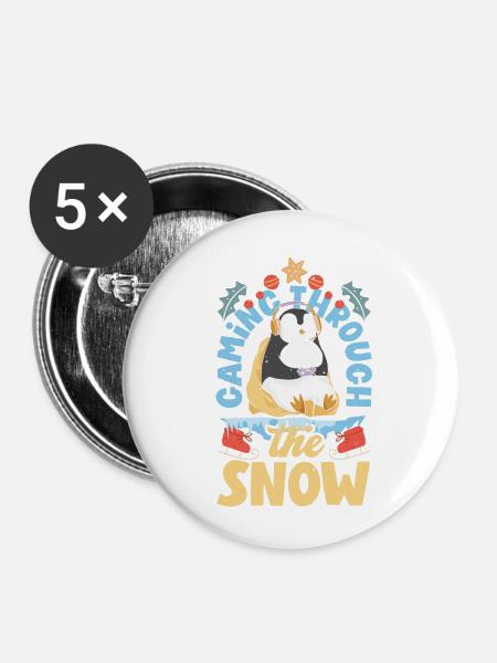 Gaming-inspired fashion Holiday-themed gaming - Buttons klein 25 mm (5er Pack) - Weiß