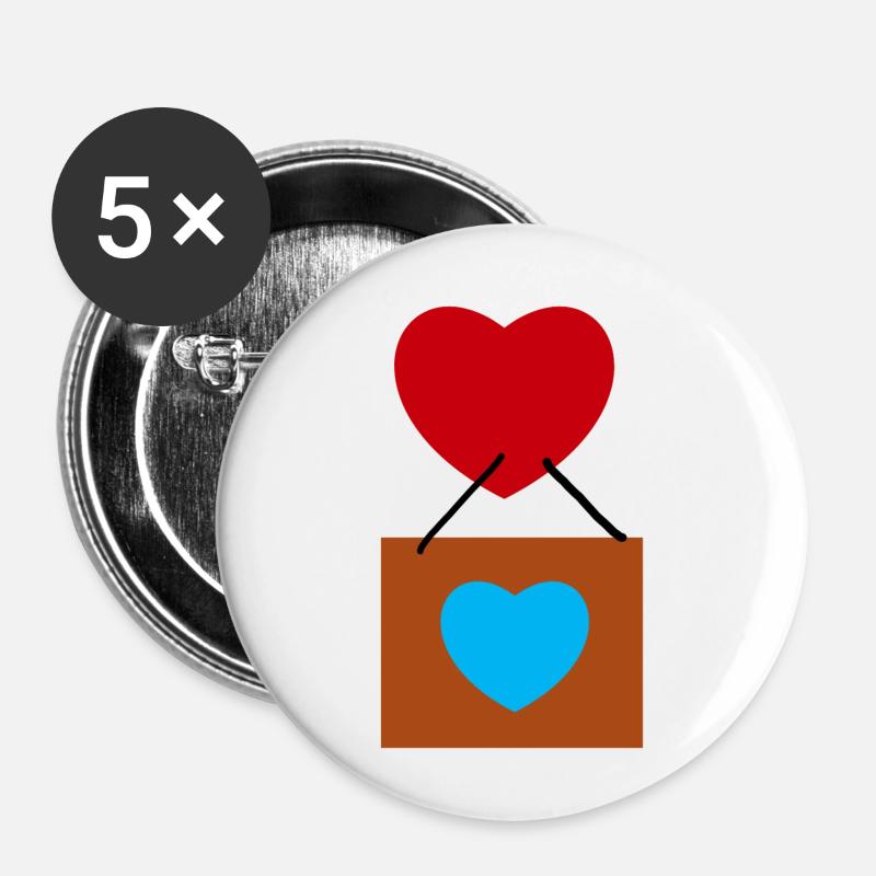 Ballon - Lot de 5 petits badges (25 mm) - blanc
