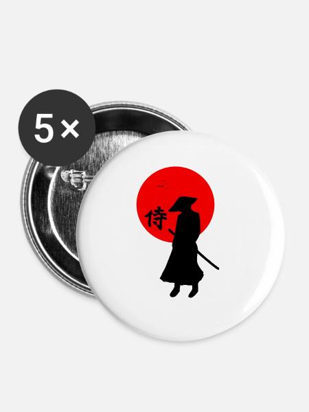 Samurai - Buttons klein 25 mm (5er Pack) - Weiß