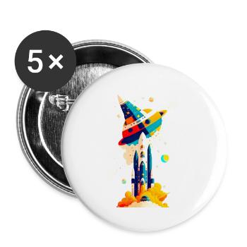 Space View / Rocket 02 - Buttons klein 25 mm (5er Pack) - Weiß - Vorne