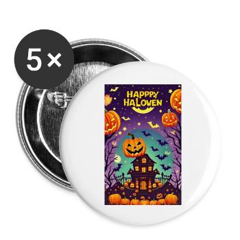 Happy Halloween - Buttons klein 25 mm (5er Pack) - Weiß - Vorne