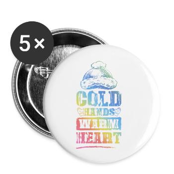 Kaltes Warmes Herz Winter - Buttons klein 25 mm (5er Pack) - Weiß - Vorne